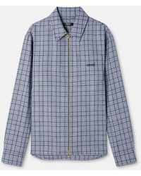 Versace - Checked Wool Flannel Zip Overshirt - Lyst