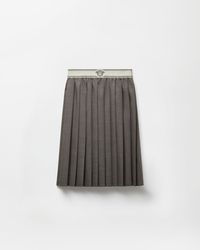 Versace - Pleated Wool-Mohair Midi Skirt - Lyst