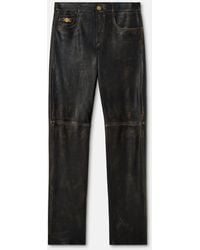 Versace - Distressed Leather Pants - Lyst
