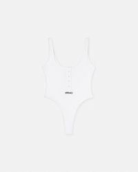 Versace - Embroidered Ribbed Cotton Bodysuit - Lyst