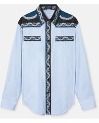 Versace - Printed Striped Cotton-Poplin Shirt - Lyst