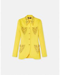 Versace - Blazer Clouté En Laine À Boutonnage Droit - Lyst