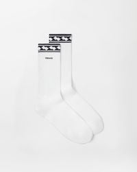 Versace - Embroidered-Logo Cotton Ribbed Socks - Lyst