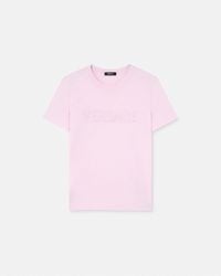 Versace - Fringed Logo Embroidery T-Shirt - Lyst
