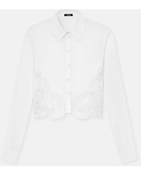 Versace - Lace-Trim Cotton-Poplin Shirt - Lyst