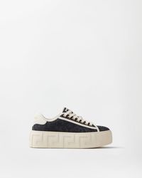 Versace - Greca Jacquard Canvas Platform Trainers - Lyst