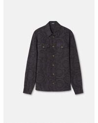 Versace - Barocco Jacquard Chambray Denim Shirt - Lyst