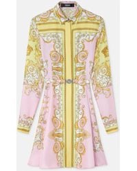 Versace - Printed Silk Twill Mini Shirt Dress - Lyst
