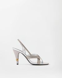 Versace - Gianni Embellished Nappa & Satin Slingbacks 90 Mm - Lyst