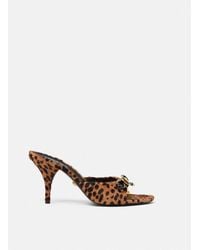 Versace - Leopard Opera Bow Mules 85 Mm - Lyst