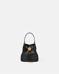 Versace - La Medusa Embellished Satin Mini Bucket Bag - Lyst