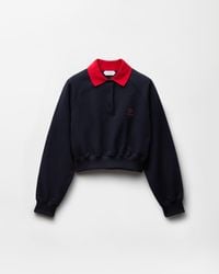Versace - Embroidered Cotton-Jersey Polo Sweatshirt - Lyst