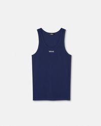 Versace - Logo-Embroidered Ribbed Tank Top - Lyst
