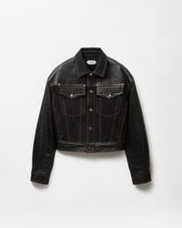 Versace - Chaqueta Bomber De Tela Vaquera Y Piel - Lyst
