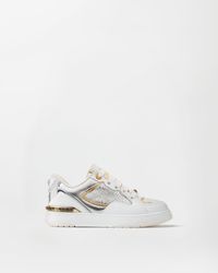 Versace - Biggie Basket Metallic Leather Sneakers - Lyst
