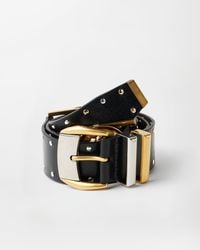 Versace - Nietenbesetzter Ledergürtel 4 Cm - Lyst