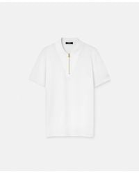 Versace - Embroidered Cotton-Piqué Half-Zip Polo - Lyst