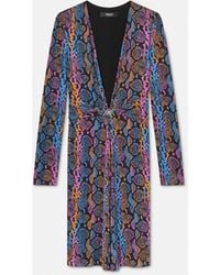 Versace - Vestido Midi De Punto De Viscosa Estampado - Lyst