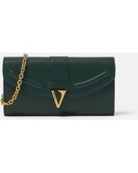 Versace - V Leather Wallet On Chain - Lyst