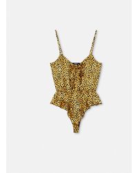 Versace - Cheetah Allover Silk Bodysuit - Lyst