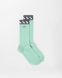 Versace - Embroidered-Logo Cotton Ribbed Socks - Lyst