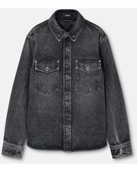 Versace - Printed-Foulard Denim Overshirt - Lyst