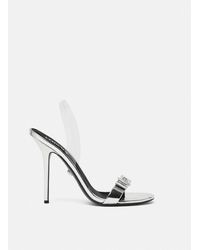 Versace - Gianni Ribbon Metallic Sandals 110 Mm - Lyst