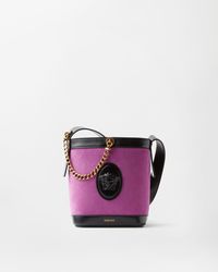 Versace - Pivot Mini Suede Bucket Bag - Lyst