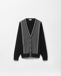 Versace - Jacquard Wool Knit V-Neck Cardigan - Lyst