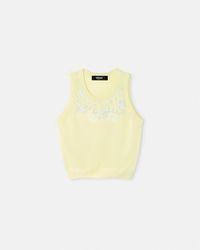 Versace - Embroidered Cashmere Knit Top - Lyst