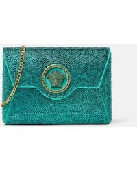 Versace - La Medusa Bolso Clutch De Satén Con Adornos - Lyst