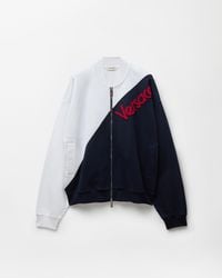 Versace - Embroidered-Logo Cotton Zip Sweatshirt - Lyst