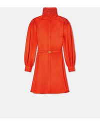 Versace - V Allover Jacquard Silk Lavallière Mini Dress - Lyst