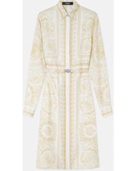 Versace - Printed Silk Twill Midi Shirt Dress - Lyst