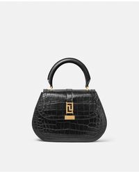 Versace - Croc-effect Greca Goddess Top Handle Bag - Lyst