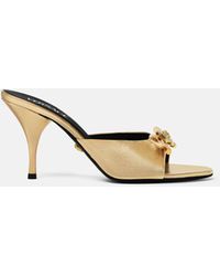 Versace - Opera Bow Metallic Mules 85Mm - Lyst