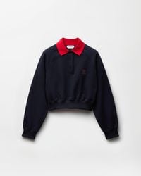 Versace - Embroidered Cotton-Jersey Polo Sweatshirt - Lyst