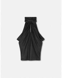 Versace - V Allover Jacquard Silk Lavallière Top - Lyst