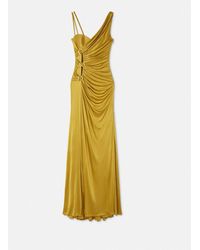 Versace - Senfgelbes Kleid Mit Asymmetrischem Ausschnitt - Lyst