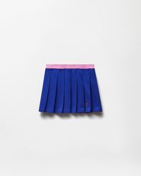 Versace - Embroidered-Logo Cotton Piqué Pleated Mini Skirt - Lyst