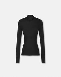 Versace - Merino Wool Fitted Ribbed Knit Top - Lyst