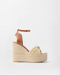 Versace - La Medusa Nappa Wedge Sandals 120 Mm - Lyst