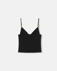 Versace - Ribbed Crop Top With-Tone Hardware Accents - Lyst