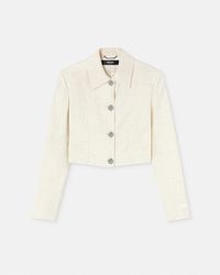 Versace - Malfilé Silk-blend Crop Jacket - Lyst