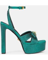 Versace - Gianni Ribbon Embellished Satin Sandals 140 Mm - Lyst