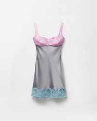 Versace - Lace-Trim Silk Cady Satin Mini Dress - Lyst