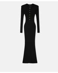 Versace - Long Fitted Wool Dress With-Tone Button - Lyst
