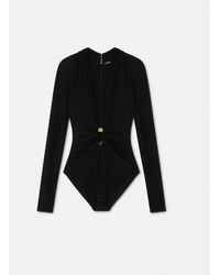 Versace - Safety Pin Draped Fitted Bodysuit - Lyst