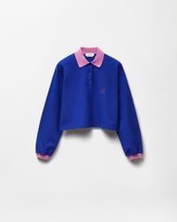 Versace - Embroidered-Logo Cotton Piqué Long-Sleeved Polo - Lyst