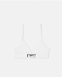 Versace - 90s Vintage Logo Ribbed Bralette - Lyst